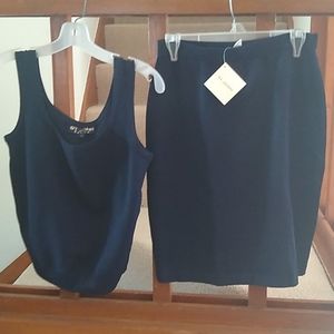St. John Knit Navy Blue Skirt and Tank Top SZ 4.